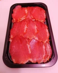 Bandeja de lomo ibérico. Envases de embutido para envios.
